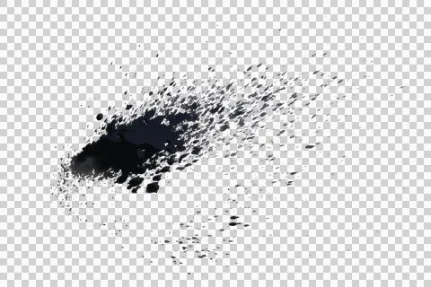 Black ink splashes isolated transparency background. Stockillustratie