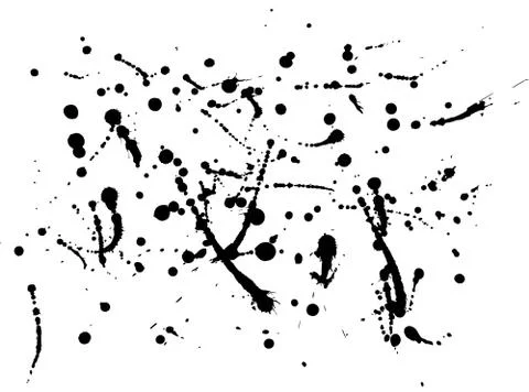 Black ink splatter background, isolated on white Stock Illustration