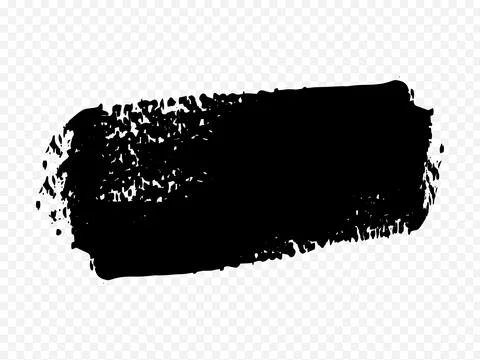 Black ink splatter brush stroke on transparent background. 库存插图