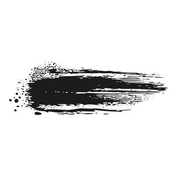 Black ink splatter in flat design. Messy grunge brush stroke effect. Vector i Illustrazione stock