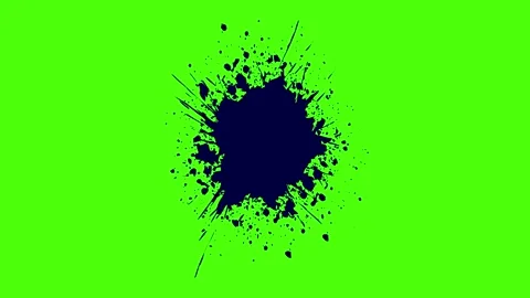 Black ink splatter on green background Stock Footage 341742484