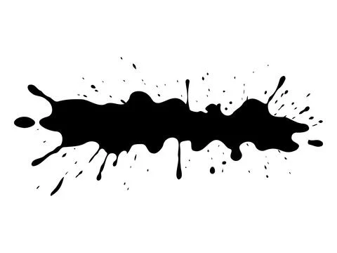 Black ink splatter isolated on a white background. Concept of abstract art Stock Illustration