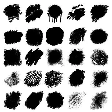 Black ink splatter, paint splash, design element, vector illustration. Stock Illustration