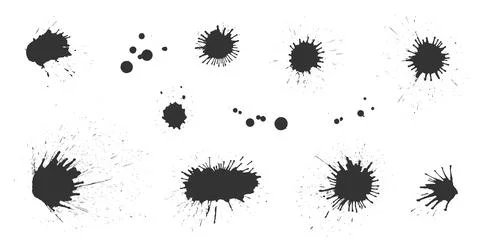 Black ink splatter paint splash ink drop spray set Stock Illustration