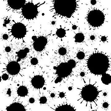Black ink splatter seamless pattern. Artistic grunge Stock Illustration