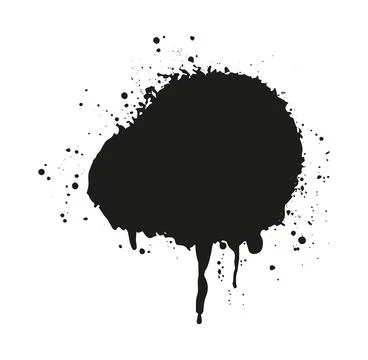 Black ink splatter on white background in a flat vector illustration repres.. Stock Illustration