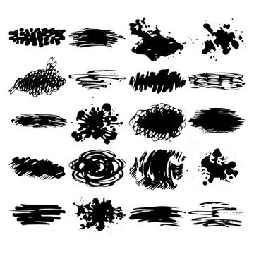 Black ink spots isolated on background. Stock Illustration