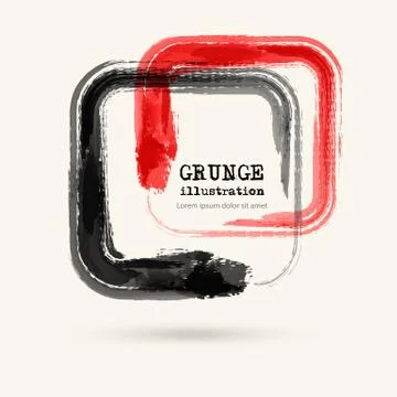 Black ink square stroke on white Stock Illustration