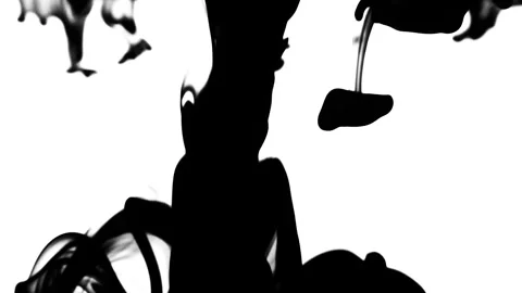 Black ink on a white background pours and fills the entire space. Video stock 242801749