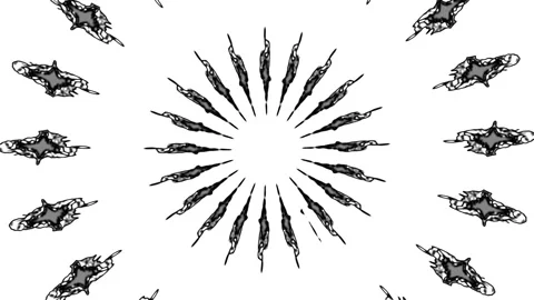 Black inked pens form a circular pattern Видео 340528857