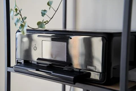 Black inkjet printer is on the shelf Stock Photos