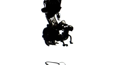 Black inks in water 4K Stock Footage 72396191