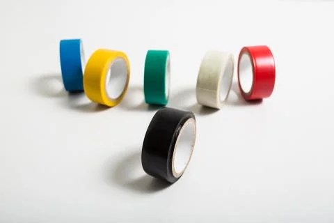 Black insulating tape roll Stock Photos