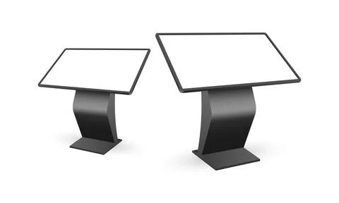 Black Interactive Touch Screen Kiosk, Side View Stock Illustration