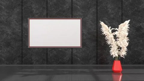 Black interior with black and red frames for mockup Illustrazione stock