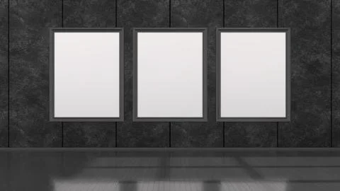 Black interior with black frames for mockup Illustrazione stock