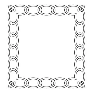 Black Interlocking Oval Chain Links Forming A Square Frame With Celtic Knot Illustrazione stock