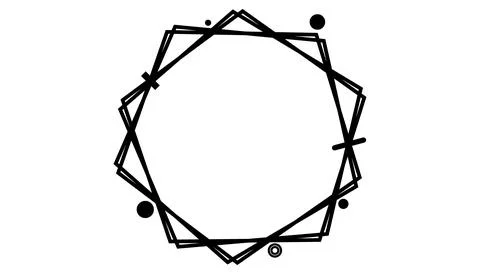 Black interlocking polygon, geometric line frame, abstract symbol vector Stock Illustration
