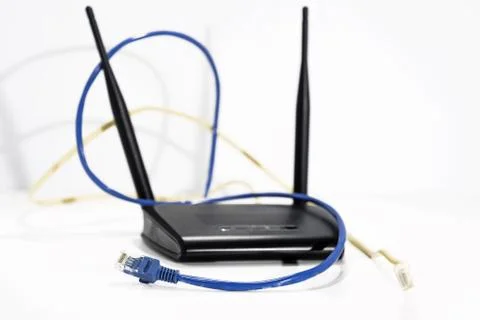 Black internet router. Stock Photos