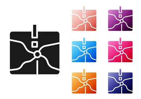 Black Intersection point icon isolated on white background. Set icons color.. Stock Illustration