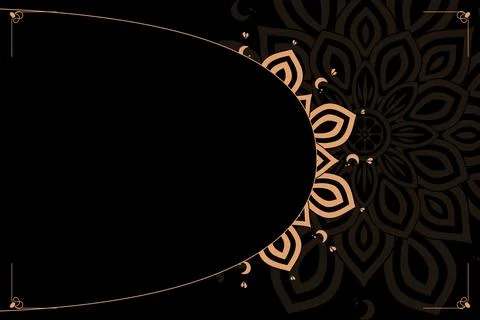 A black invitation-style composition combines a large curved blank panel wi.. Ilustração Stock