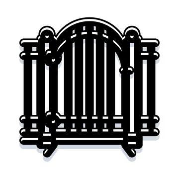 Black iron gate icon vector illustration security Stock Illustration