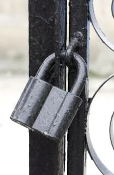 Black iron lock Stock Photos