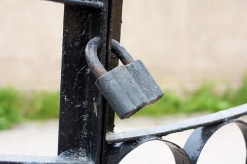 Black iron lock Stock Photos