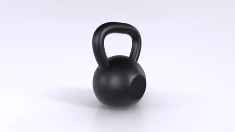 Black Iron Weight rotating in loop on white background Stock Footage 276340065