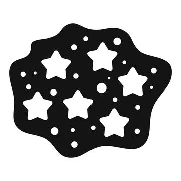 Black irregular shape decorated with multiple white stars and dots Illustrazione stock