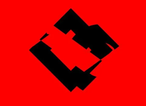 Black irregular shape on red 스톡 일러스트