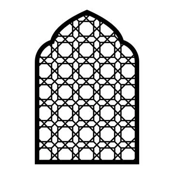Black Islamic Arch Geometric Pattern 스톡 일러스트