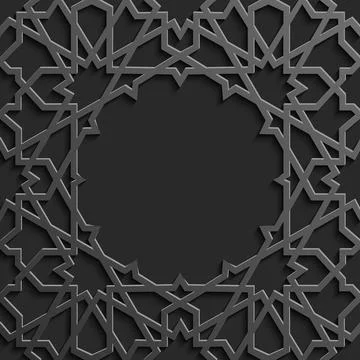 Black islamic pattern geometric background. Ramadan kareem oriental style vector Stock-Illustration