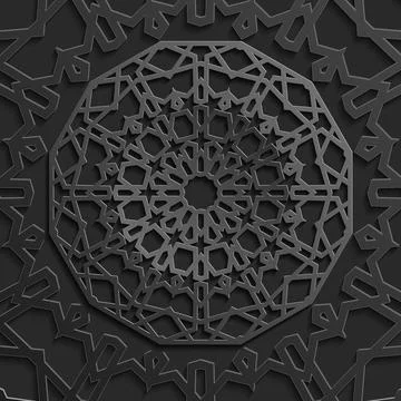 Black islamic pattern geometric background. Ramadan kareem oriental style vector Stock Illustration
