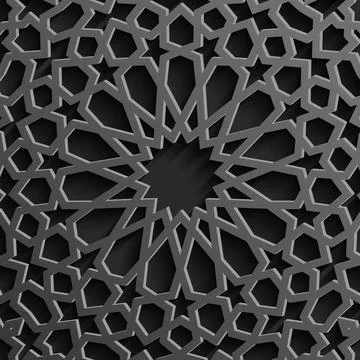 Black islamic pattern geometric background. Ramadan kareem oriental style vector Illustrazione stock