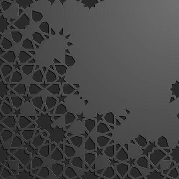 Black islamic pattern geometric background. Ramadan kareem oriental style vector Illustrazione stock