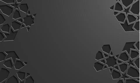 Black islamic pattern geometric background. Ramadan kareem oriental style vector Stock Illustration