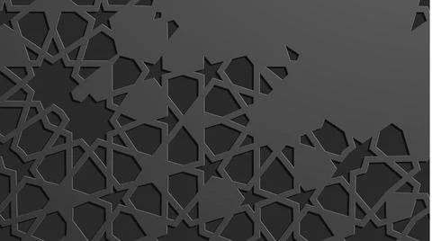 Black islamic pattern geometric background. Ramadan kareem oriental style vector Stock Illustration