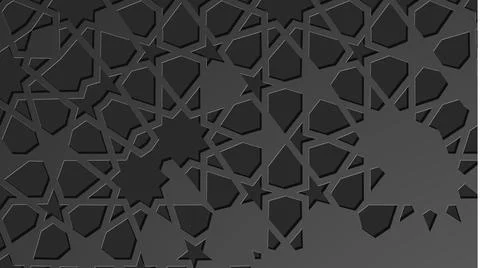 Black islamic pattern geometric background. Ramadan kareem oriental style vector Illustrazione stock