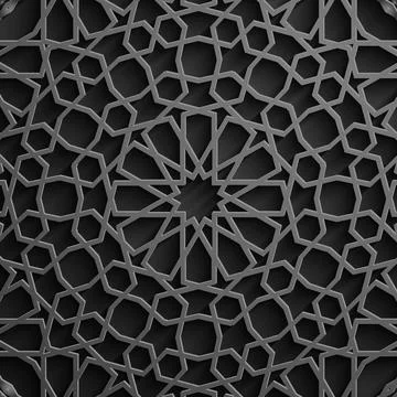 Black islamic pattern vector. Islamic ornament vector, persian motiff. Stock Illustration