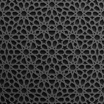 Black islamic pattern vector. Islamic ornament vector, persian motiff. Stock Illustration