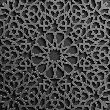 Black islamic pattern vector. Islamic ornament vector, persian motiff. Stock Illustration