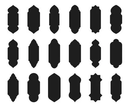 Black Islamic window or door shapes, Muslim arches Stock Illustration