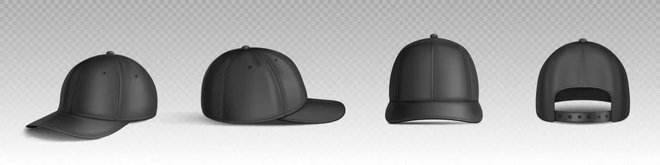 Black isolated baseball cap vector mockup template Stock Illustration