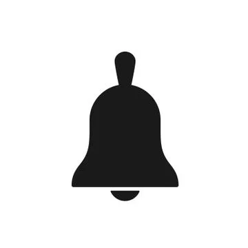 Black isolated icon of bell on white background. Silhouette of bell. Flat des Stock Illustration