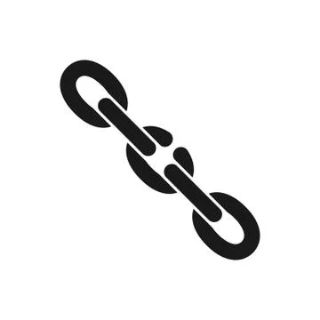 Black isolated icon of broken chain on white background. Silhouette of chain. Stock Illustration