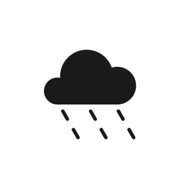 Black isolated icon of cloud with rain on white background. Silhouette of rai Stock Illustration