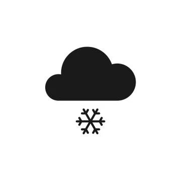 Black isolated icon of cloud with snow on white background. Silhouette of sno Stock Illustration