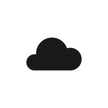 Black isolated icon of cloud on white background. Silhouette of cloud. Flat d Stock Illustration