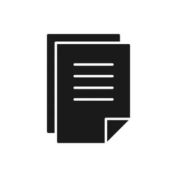 Black isolated icon of copy of blank, document, paper on white background. Ic Illustrazione stock